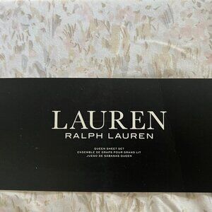 RALPH LAUREN Abstact Watercolor QUEEN Size Seet Set (crisp cotton)